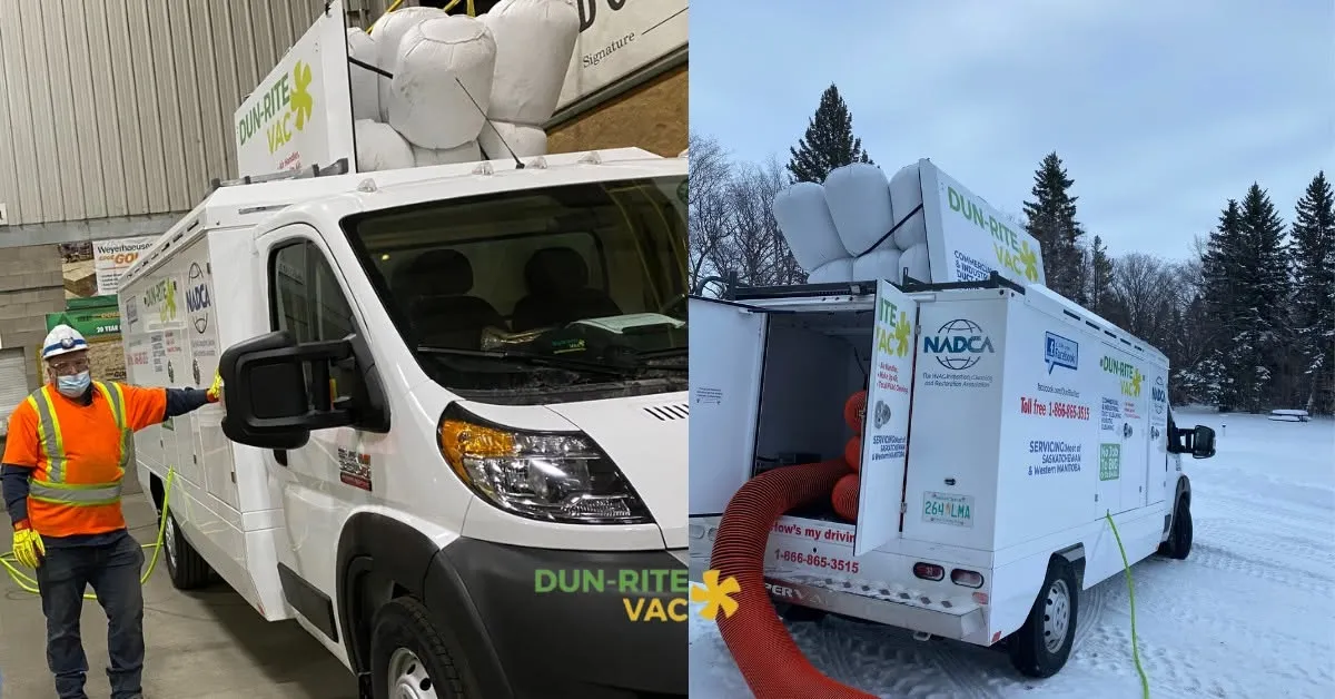 Dun-Rite Vac air duct cleaning truck serving homes across Saskatchewan