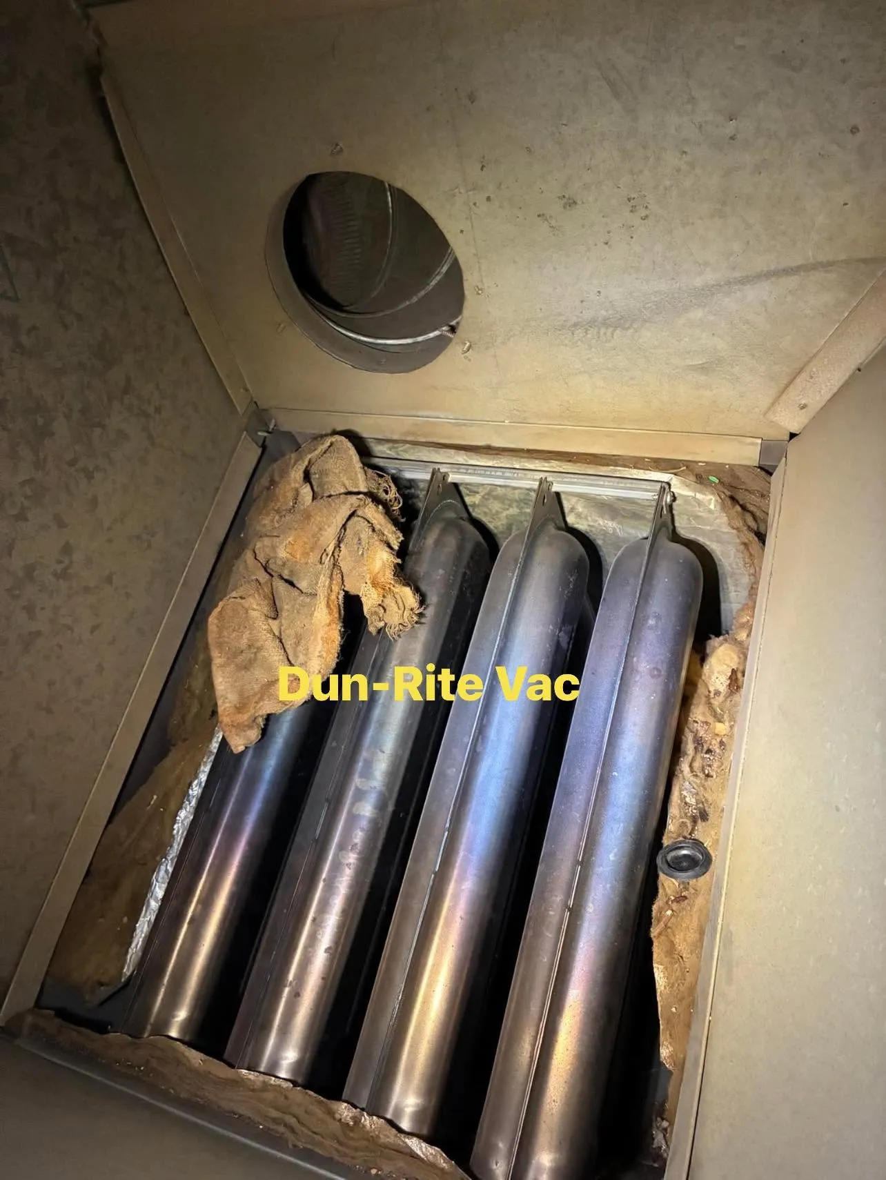 Interior of a Residential Dryer Vent Interior view of a residential dryer vent showing the full vent run