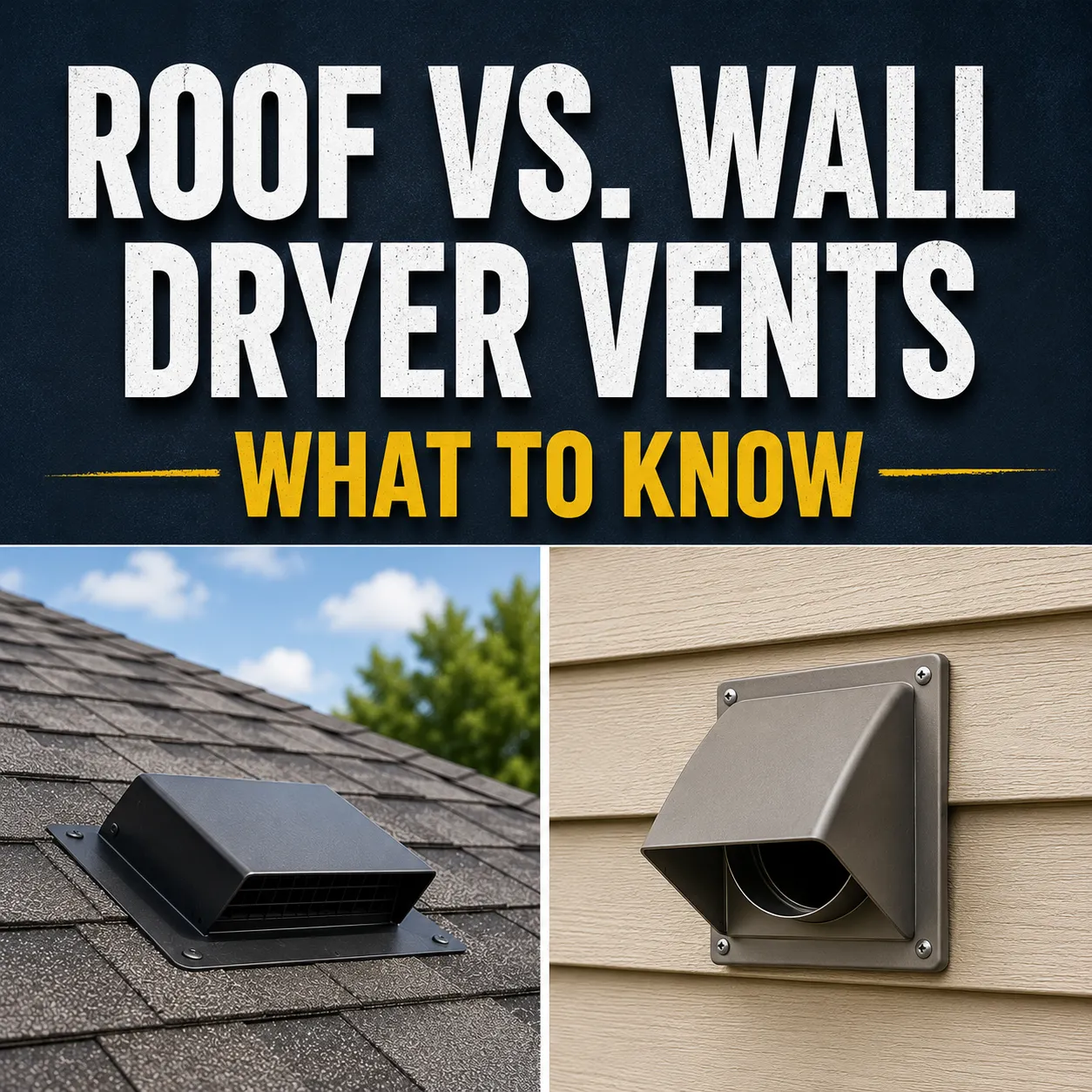 Comparison of roof-mounted and side-wall dryer vent exhaust locations